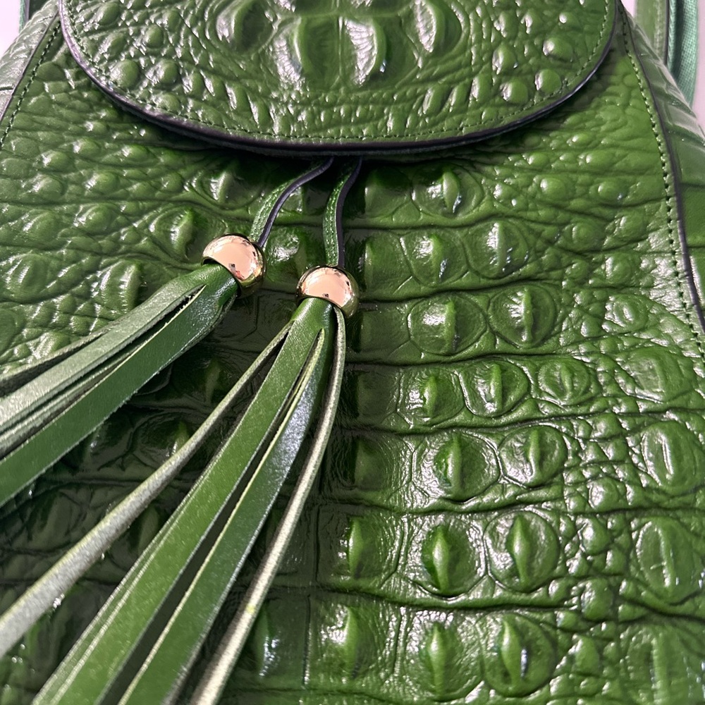 Luxurious Green Embossed Leather Backpack Like NEW - Picture 2 of 8